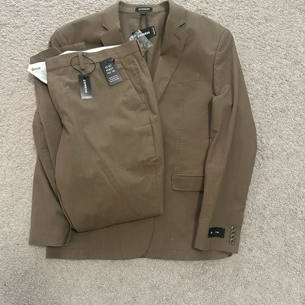 Express Men's Slim Brown Suit
